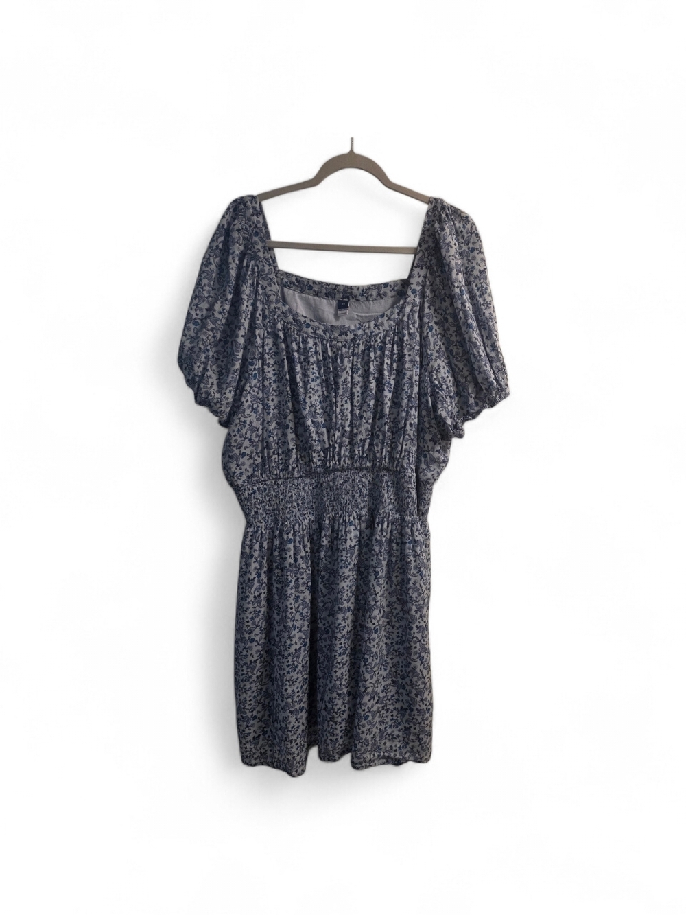 Old Navy Navy Blue Floral Smocked Tunic Neck Mini Dress